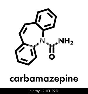 Anticonvulsivants Carbamazépine et thymorégulateur molécule pharmaceutique. Utilisé pour traiter l'épilepsie (convulsions), le trouble bipolaire et un certain nombre d'autres maladies Illustration de Vecteur
