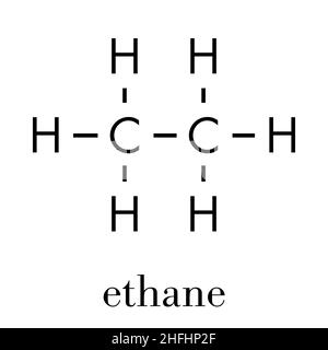 Molécule de composant de gaz naturel éthane. Formule du squelette. Illustration de Vecteur