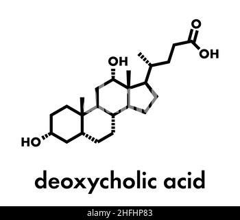 Molécule d'acide biliaire désoxycholique.Également utilisé comme médicament.Formule squelettique. Illustration de Vecteur