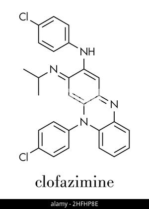 Molécule de la lèpre de Clofazimine.Formule squelettique. Illustration de Vecteur