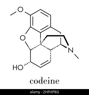 La codéine et la douleur Soulagement de la toux molécule pharmaceutique. Formule topologique. Illustration de Vecteur