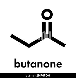 Solvant industriel de butanone (méthyl éthyl cétone, MEK), structure chimique. Formule squelettique. Illustration de Vecteur