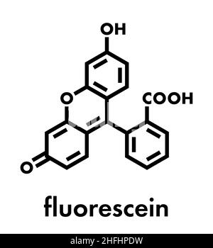 Molécule fluorescente à la fluorescéine. Formule topologique. Illustration de Vecteur