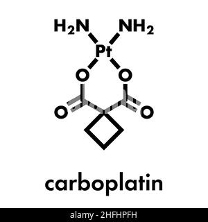 Carboplatine chimiothérapie du cancer molécule pharmaceutique. Formule topologique. Illustration de Vecteur