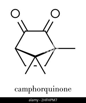 Photoinitiateur Camphorquinone molécule en lumière visible. Formule topologique. Illustration de Vecteur