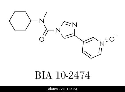 Lfi 10-2474 molécule médicament expérimental. L'acide gras amide hydrolase (FAAH) qui a causé de graves événements indésirables dans un essai clinique en France en Illustration de Vecteur