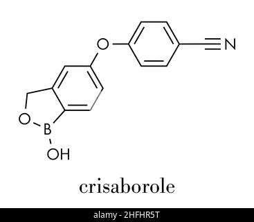 Crisaborole Phosophodiesterase (molécule du médicament de l'eczéma de l'inhibiteur-4). Formule topologique. Illustration de Vecteur