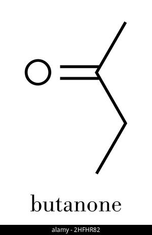 Solvant industriel de butanone (méthyl éthyl cétone, MEK), structure chimique. Formule squelettique. Illustration de Vecteur