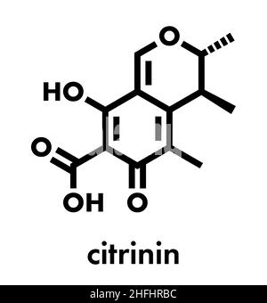 Mycotoxine citrinine molécule. Formule topologique. Illustration de Vecteur