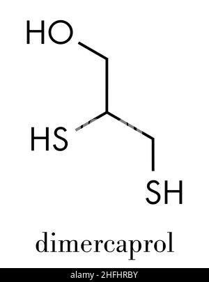 Dimercaprol (bal, British anti-lewisite) molécule antidote d'empoisonnement par le métal.Formule squelettique. Illustration de Vecteur