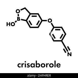 Crisaborole Phosophodiesterase (molécule du médicament de l'eczéma de l'inhibiteur-4). Formule topologique. Illustration de Vecteur