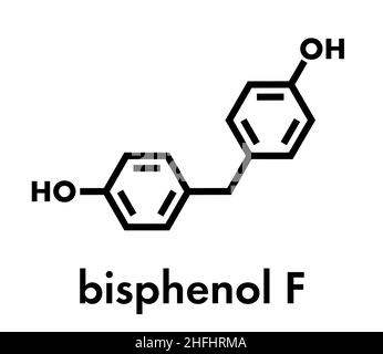 Molécule de bisphénol F (BPF).Alternative au bisphénol A (BPA).Formule squelettique. Illustration de Vecteur