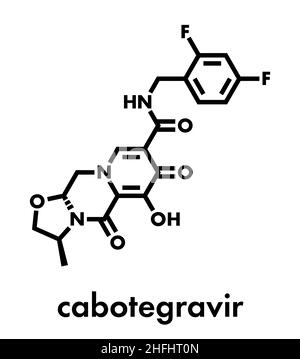 Cabotegravir (molécule du VIH aux médicaments inhibiteurs de l'intégrase). Formule topologique. Illustration de Vecteur