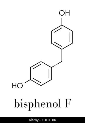 Molécule de bisphénol F (BPF).Alternative au bisphénol A (BPA).Formule squelettique. Illustration de Vecteur