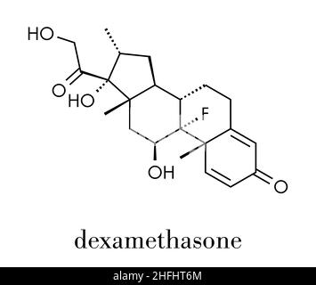 Les glucocorticoïdes dexaméthasone. Médicaments stéroïdes avec des anti-inflammatoires et des propriétés immunosuppressives. Formule topologique. Illustration de Vecteur