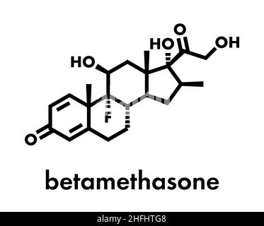 Betamethasone et anti-inflammatoires stéroïdiens immunosuppresseur molécule pharmaceutique. Formule topologique. Illustration de Vecteur