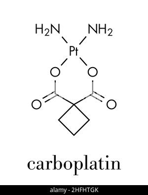 Carboplatine chimiothérapie du cancer molécule pharmaceutique. Formule topologique. Illustration de Vecteur