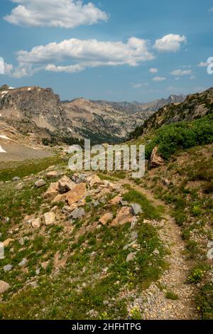 Le sentier Narrow s'étend autour de Teton Ridge, dans l'arrière-pays éloigné du parc Banque D'Images