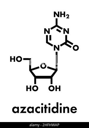 Azacitidine (5-azacytidine) molécule médicamenteuse du syndrome myélodysplasique.Formule squelettique. Illustration de Vecteur