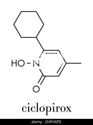 Ciclopirox antifungal drug molecule. Skeletal formula. Stock Vector