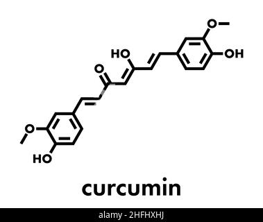 Curcumine curcuma molécule d'épices. Formule squelettique. Illustration de Vecteur