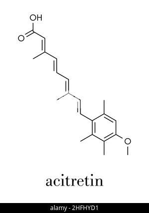 L'Acitretin psoriasis drug molécule. Formule topologique. Illustration de Vecteur