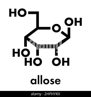 Allose (beta-D-allopyranose forme) molécule de sucre. Formule topologique. Illustration de Vecteur