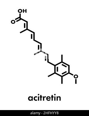 L'Acitretin psoriasis drug molécule. Formule topologique. Illustration de Vecteur