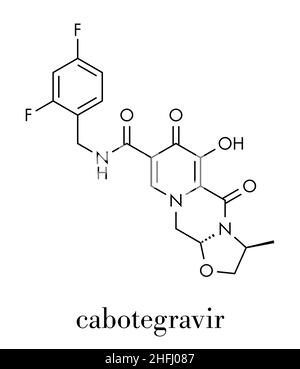 Cabotegravir (molécule du VIH aux médicaments inhibiteurs de l'intégrase). Formule topologique. Illustration de Vecteur