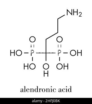 Fosamax (alendronate, ostéoporose) classe des biphosphonates molécule pharmaceutique. Formule topologique. Illustration de Vecteur