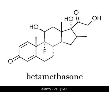 Betamethasone et anti-inflammatoires stéroïdiens immunosuppresseur molécule pharmaceutique. Formule topologique. Illustration de Vecteur