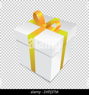 Boîte cadeau avec ruban doré sur fond blanc.Illustration vectorielle.Fichier vectoriel EPS 10. Illustration de Vecteur