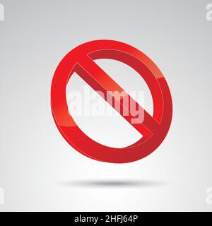 Affiche interdite gabarit vide, crosser vers l'extérieur rouge cercle de mise en garde interdit de style 3D sur fond gris.Illustration vectorielle.Fichier vectoriel EPS 10. Illustration de Vecteur