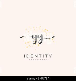 YY logo écriture manuscrite art vectoriel de la signature initiale, mariage, mode, joaillerie, boutique,floral et botanique avec modèle créatif pour n'importe quelle entreprise Illustration de Vecteur