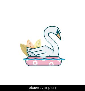 Adorable cygne de couple d'oie de canard nage Lifebuoy Vector Cartoon Illustration de Vecteur