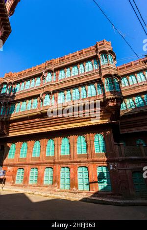 Beau vieux haveli à Bikaner, Rajasthan, Inde Banque D'Images