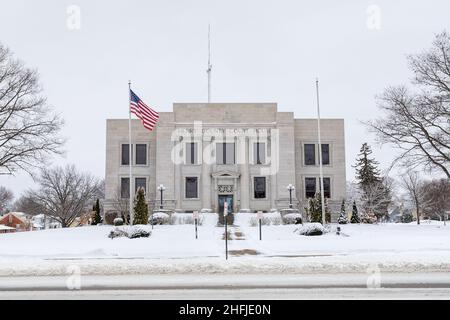 Henry County Courthouse à Mount Pleasant, Iowa en hiver Banque D'Images