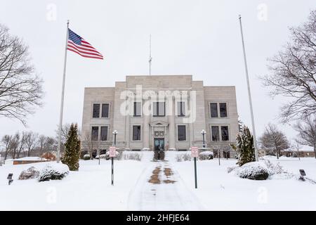 Henry County Courthouse à Mount Pleasant, Iowa en hiver Banque D'Images