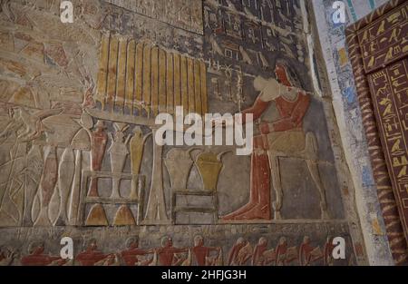 Scènes de la tombe de Mehu, Saqqara, Egypte Banque D'Images