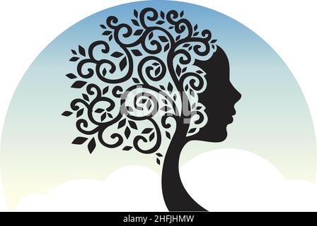 silhouette d'un arbre féminin Illustration de Vecteur