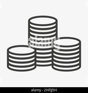 Icône pile de pièces isolée sur fond blanc Illustration de Vecteur