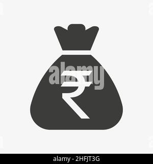Icône roupie.Sac avec symbole de devise indienne Illustration de Vecteur