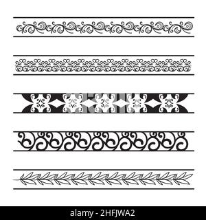 Dessin main plat bordure grecque illustration vectorielle. Illustration de Vecteur