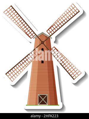 Moulin à vent isolé dans une illustration de style dessin animé Illustration de Vecteur