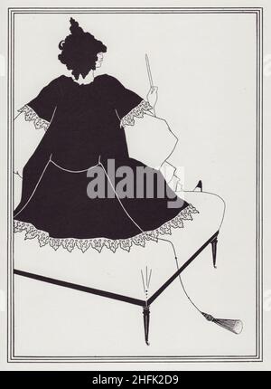 Salome sur [a] Settle, 1893.Autre titre : ma&#xee;presse d'orchestres.Salome, dans une robe noire à dentelle avec une pampille qui traîne sur le sol, tient un objet pointu mince comme la baguette d'un conducteur.Conçu comme une illustration pour "Salome" par Oscar Wilde, [John Lane, 1894], mais supprimé.De "The Best of Beardsley" édité par R. A. Walker, [The Bodley Head, London, 1948] Banque D'Images