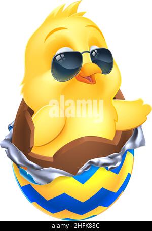 Œuf de chocolat aux oiseaux de poulet de Pâques pour bébé Illustration de Vecteur