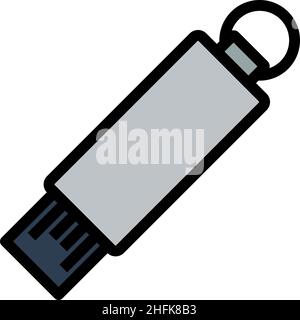 Icône Flash USB. Contour gras modifiable avec Color Fill Design. Illustration vectorielle. Illustration de Vecteur