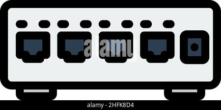 Icône commutateur Ethernet. Contour gras modifiable avec Color Fill Design. Illustration vectorielle. Illustration de Vecteur