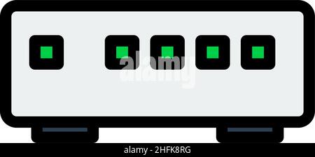 Icône commutateur Ethernet. Contour gras modifiable avec Color Fill Design. Illustration vectorielle. Illustration de Vecteur