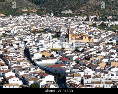 Municipalité d'Algodonales dans la comarca des villages blancs de la province de Cadix, Espagne Banque D'Images